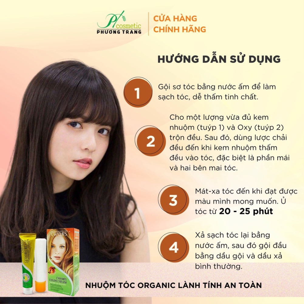 Thuốc Nhuộm Dưỡng Tóc CHAMIS 30 màu thời trang - Không Đau Rát Da Đầu, Giúp mềm mại, bóng mượt - Tuýp 60g