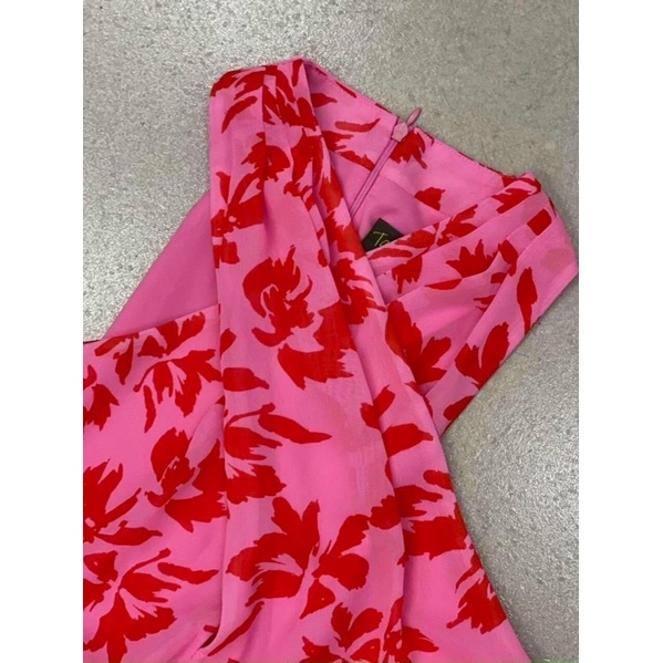 Đầm voan tơ Taylor dư xịn chuẩn xuất dư màu hoa đỏ