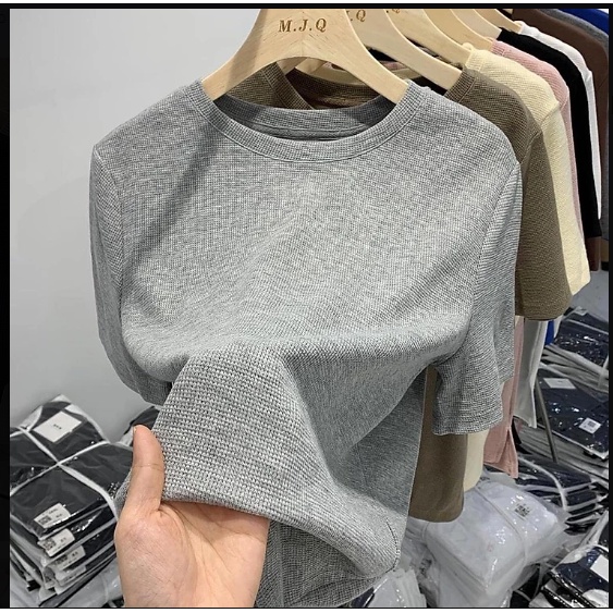 Áo thun nam cổ tròn áo phông nam chất thun cotton tổ ong xuất nhật co giãn 4 chiều - QQ SHOP