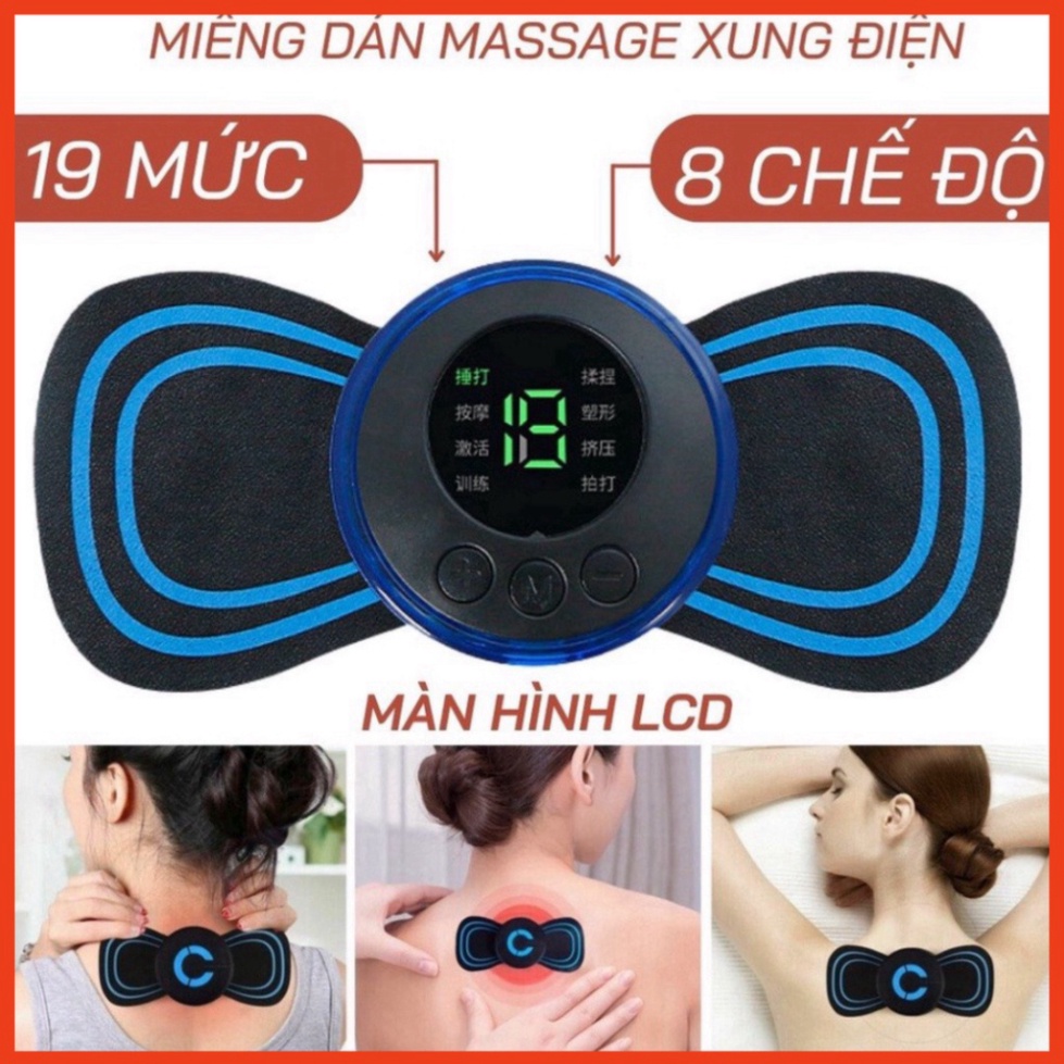 Miếng Massage Xung Điện Cổ Vai Gáy, Bắp Tay, Lưng Bằng Sung Điện giảm đau Nhức Hiệu Qủa - Máy massage vóc dáng 10 Chế Độ