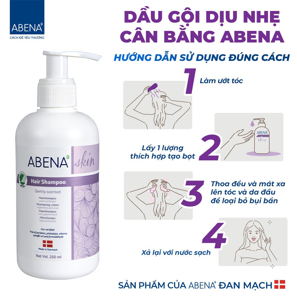 Combo dầu gội dịu nhẹ và dầu tắm dưỡng ẩm Abena tặng kèm bông tắm