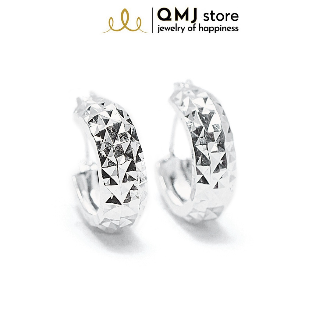 Bông tai QMJ Phay cong 3 hàng bạc 925 kiểu dáng sang trọng - Q035