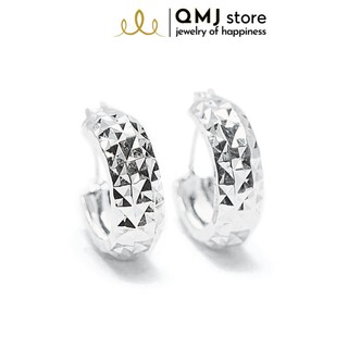 Bông tai qmj phay cong 3 hàng bạc 925 kiểu dáng sang trọng - q035
