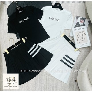 set chân váy sọc kẻ