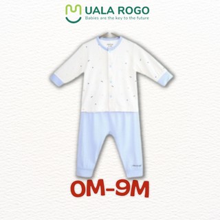 Quần áo sơ sinh Ualarogo 0-9M dài tay kẻ ngang vải bamboo mềm mát co giãn 2032