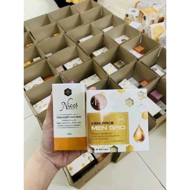 Kem face men gạo Nicos dưỡng trắng da ngừa thâm sạm se khít lỗ chân lông 25g