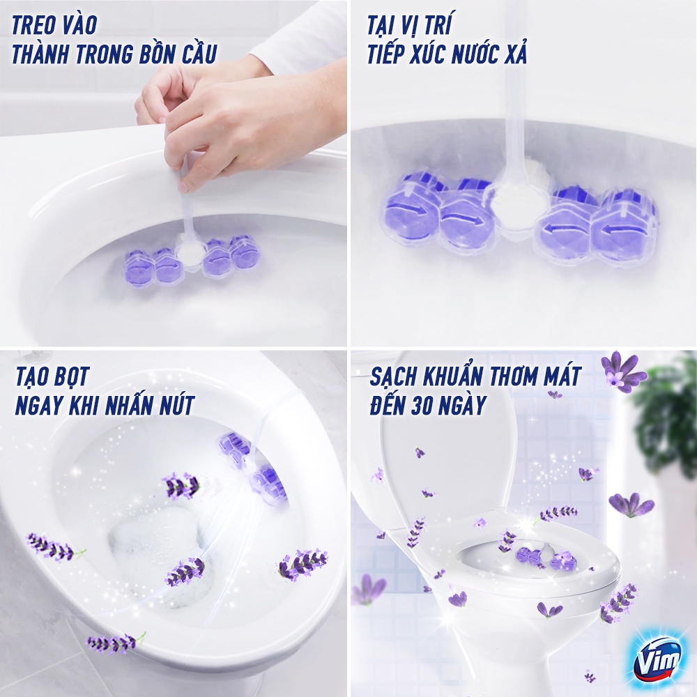 Viên tẩy bồn cầu Vim Power 5 Hương Lavender 55G