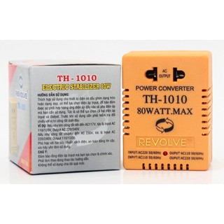 Adapter đổi điện 220V-110V, Revolve TH-1010, 80 Watt (Sử dụng cho máy cắm tinh dầu Plug của Mỹ)