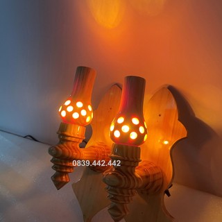 Đèn thờ gỗ ốp tường bóng quả nhót - đèn thờ trang trí