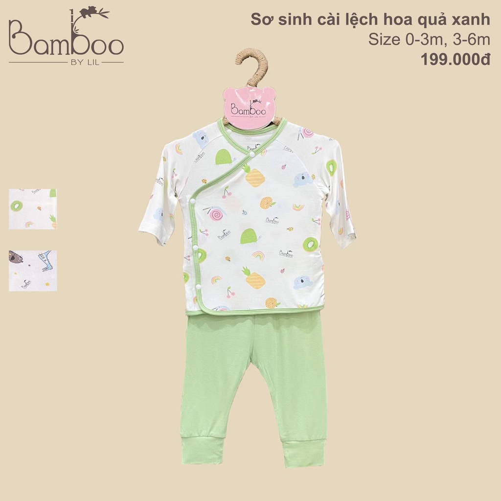 Bộ quần áo dài tay cài thẳng in họa tiêt cho trẻ 0-6m Bamboo by lil