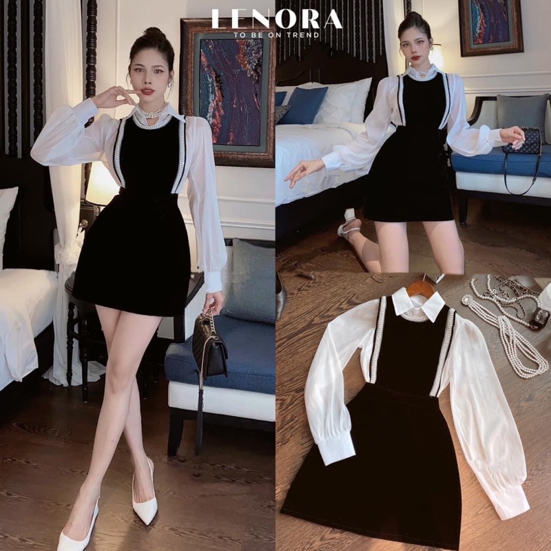 Đầm phối đen trắng