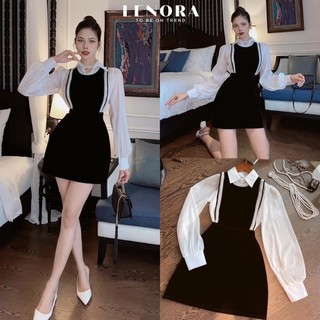 Đầm phối đen trắng