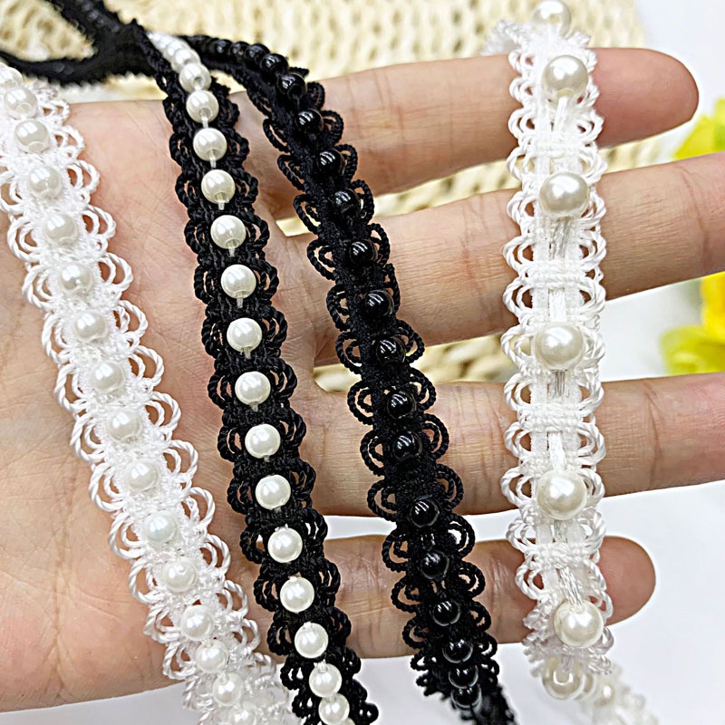 Cuộn Dây Ren Đính Ngọc Trai 0.4cm Dài 1M Dùng Làm Đồ Handmade