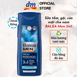 Sữa tắm gội rửa mặt cho nam BALEA Men 3 trong 1, làm sạch cơ thể