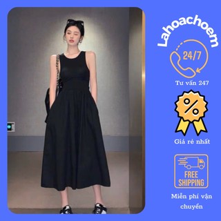 Váy ba lỗ thun tăm có nơ sau chất QC Lahoachoem phong cách ulzzang dành cho nữ có ảnh thật
