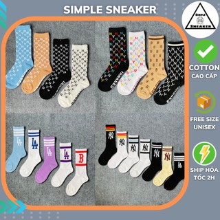 Vớ LA Boston NY Cổ Cao Hàn Quốc Cotton Thoáng Khí🔴SIMPLE SNEAKER🔴 Tất Vớ Thể Thao NY Nhiều Màu Sắc Phối Đồ Cùng Giày MLB