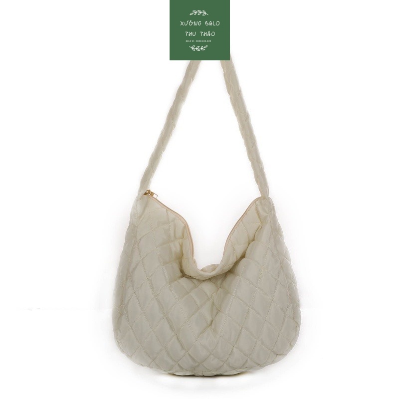 TÚI TOTE ĐEO CHÉO VAI CHẦN BÔNG UNISEX ULZZANG HÀN QUỐC - TÚI PHAO CHẦN BÔNG