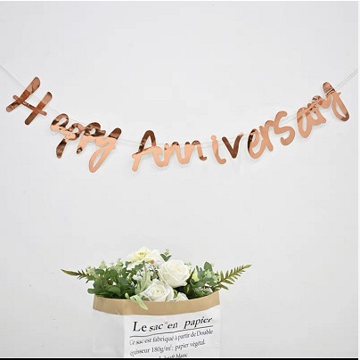 Dây chữ kiểu HAPPY ANNIVERSARY ép kim trang trí sinh nhật, party Fubao Store