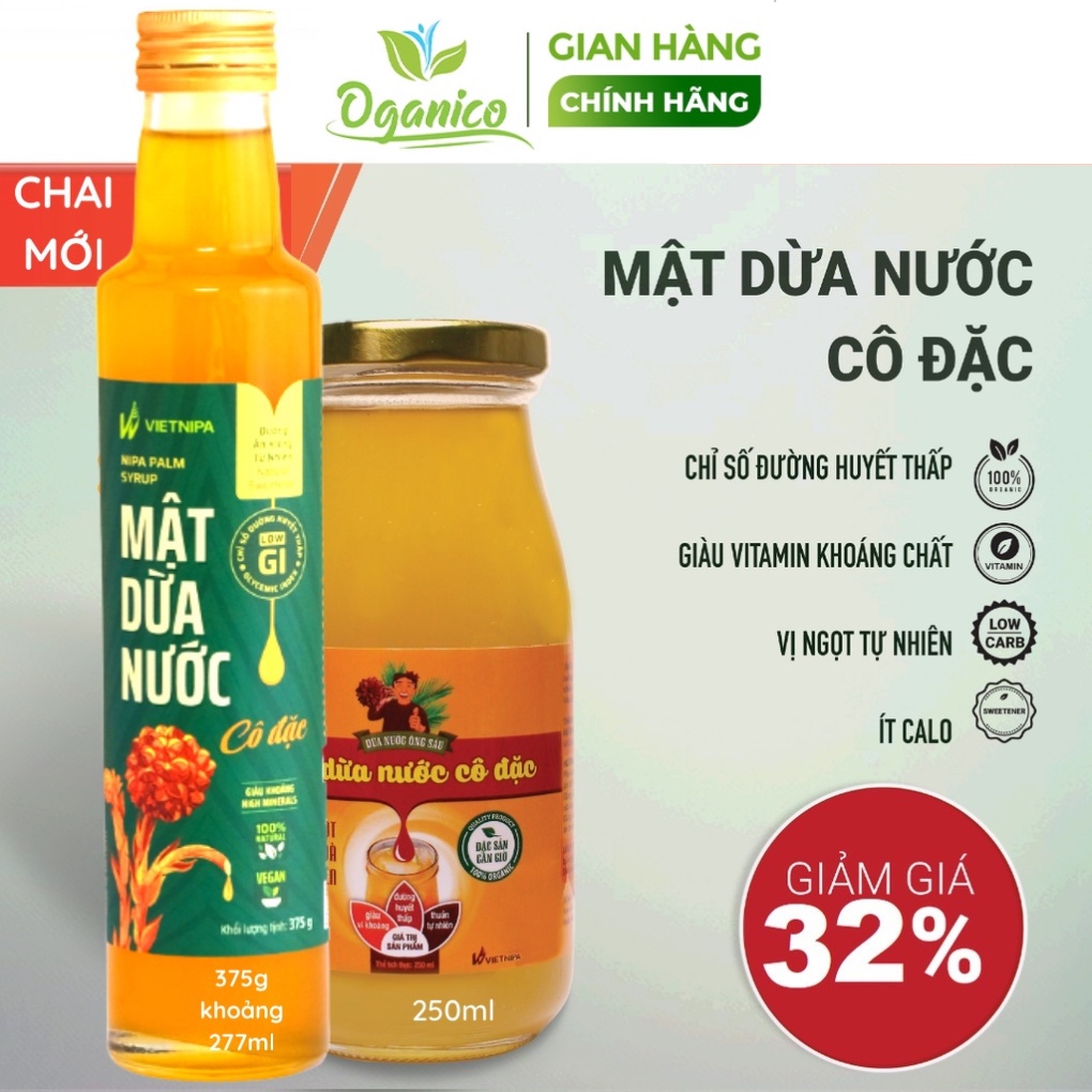 Mật dừa nước Ông Sáu cô đặc hữu cơ organic thay thế mật hoa dừa, mật mía, mật ong, mật thốt nốt, đường ăn kiêng giảm cân