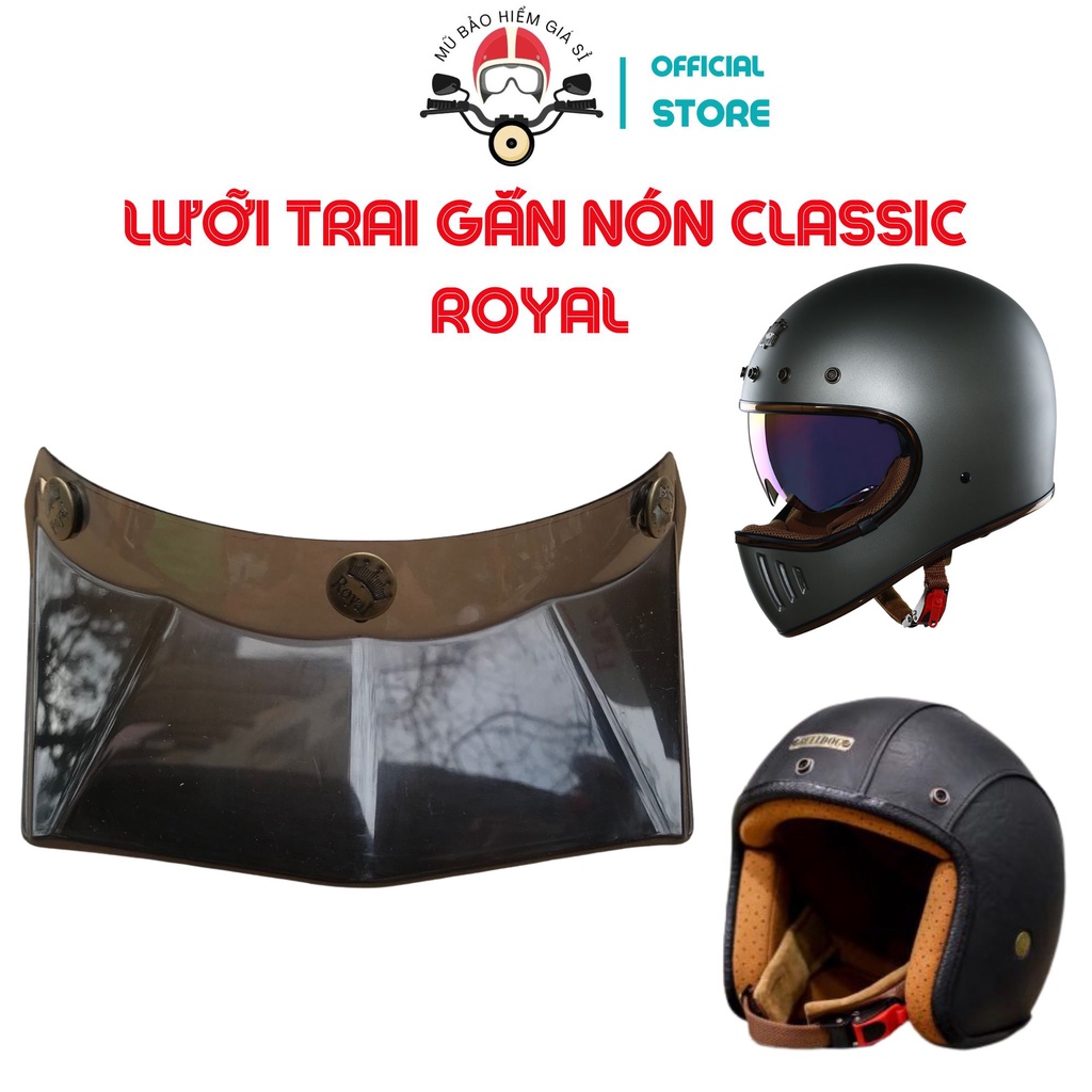 Lưỡi trai Royal gắn nón bảo hiểm classic 3/4 và fullface
