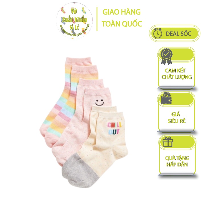 Set Vớ Cổ Cao 3 Đôi OLD.NAVY Thể Thao Mềm Mịn Thoải Mái