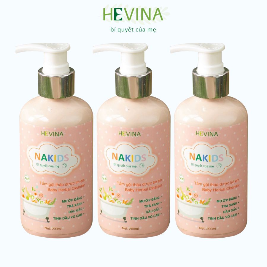 Sữa tắm Trà Xanh, Mướp Đắng NAKIDS HEVINA Cho bé 200ml