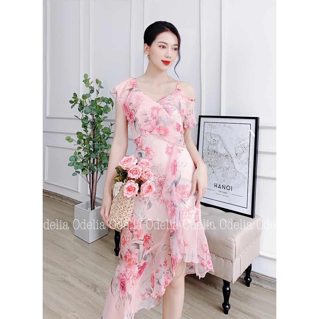 Đầm maxi trễ vai Odelia, họa tiết hoa nữ tính - VV6014