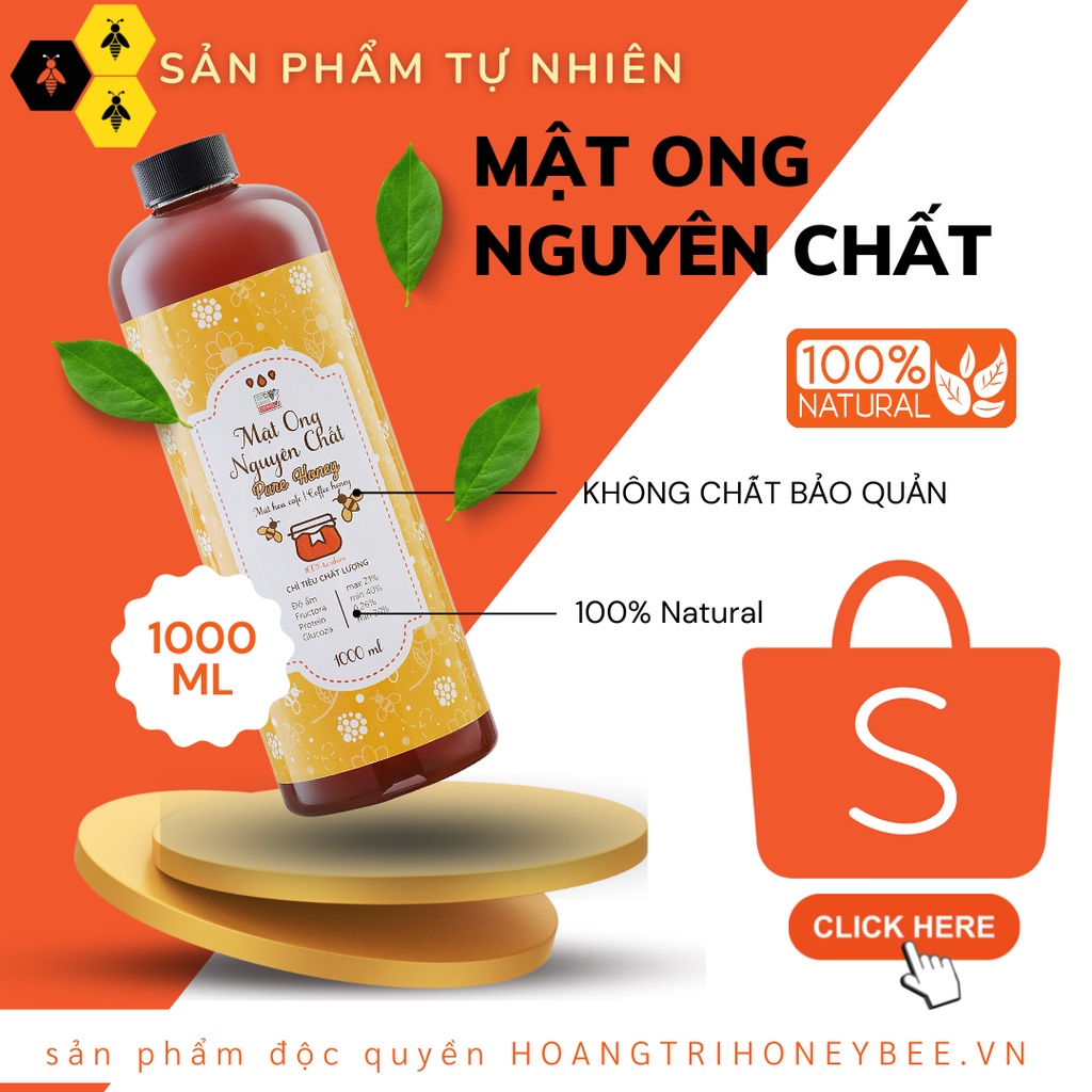 Mật Ong nguyên chất - mật ong Hoa Nhãn - mật ong Hoàng Trí Honey Bee ( 500ML - 1000L )