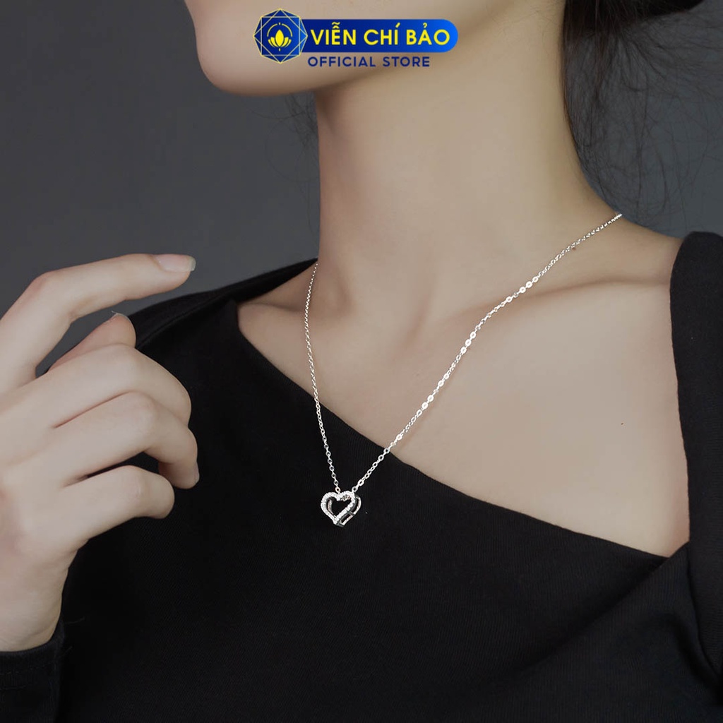 Dây chuyền bạc nữ trái tim đính đá chất liệu bạc 925 thời trang phụ kiện trang sức Viễn Chí Bảo D400457