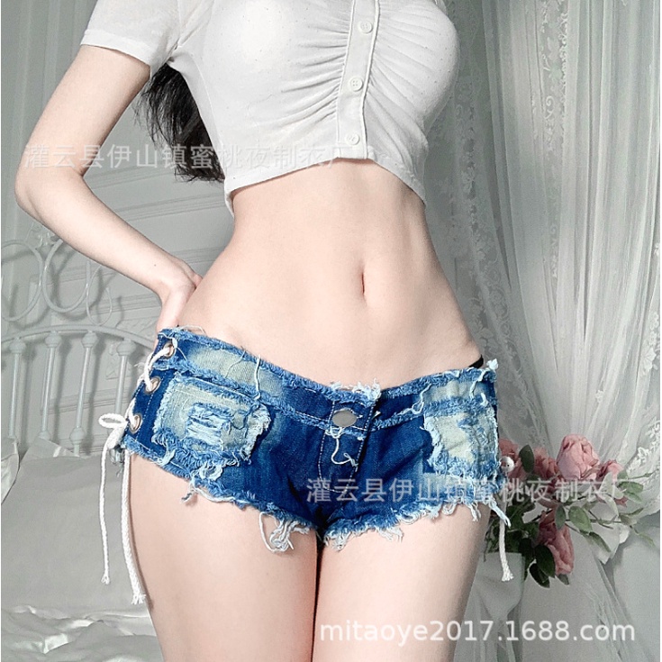 Quần jean bò buộc dây rách sexy quyến rũ gợi cảm hóa trang cosplay Lala 61