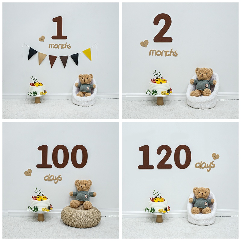 Bộ Thẻ Ghi Chú 30-100 Ngày Bằng Vải Không Dệt Đánh Dấu Cột Mốc Phát Triển Theo Tháng Làm Phụ Kiện Chụp