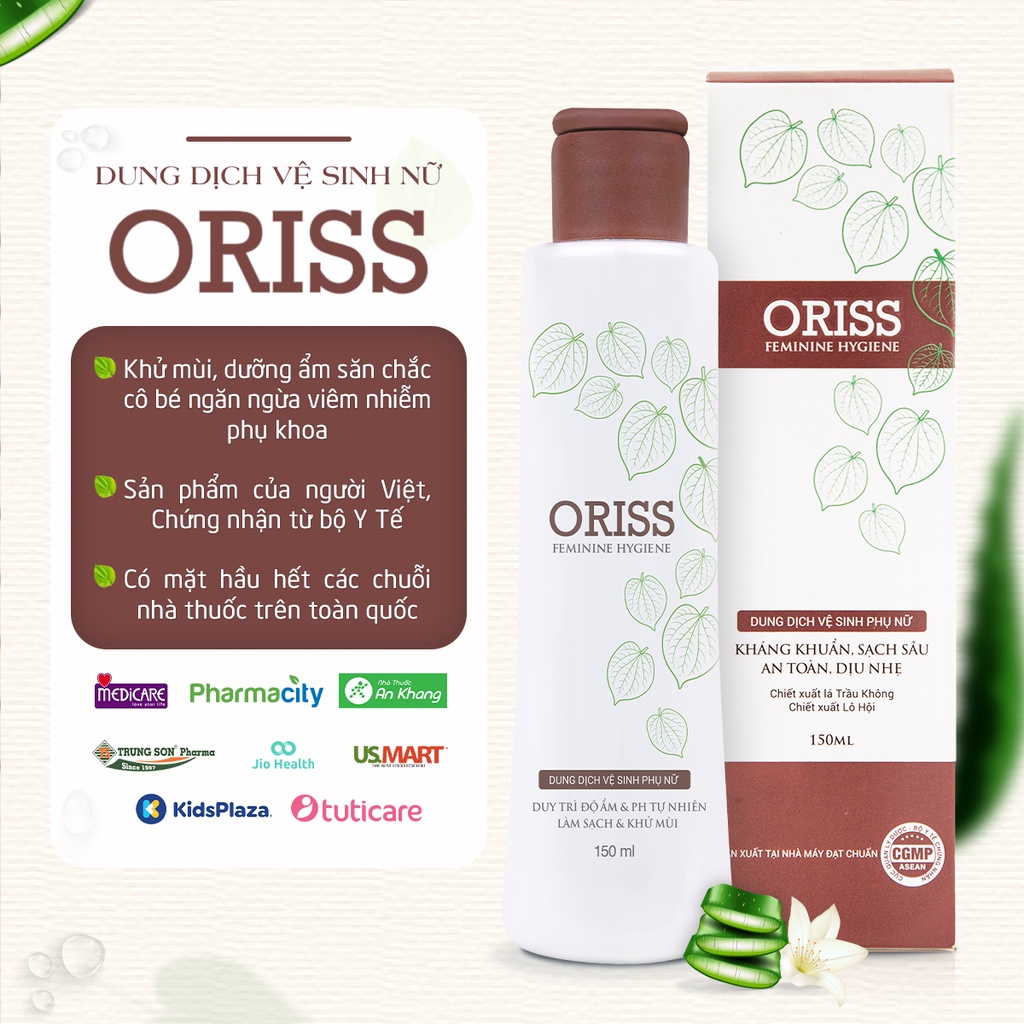 Dung Dịch Vệ Sinh Phụ Nữ Kháng Khuẩn Khử Mùi Dưỡng Ẩm Oriss Chai 150ml