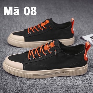 Giày thể thao, giày thể thao nam, giày sneaker, giày vải đen dây cam 3cm mã 08