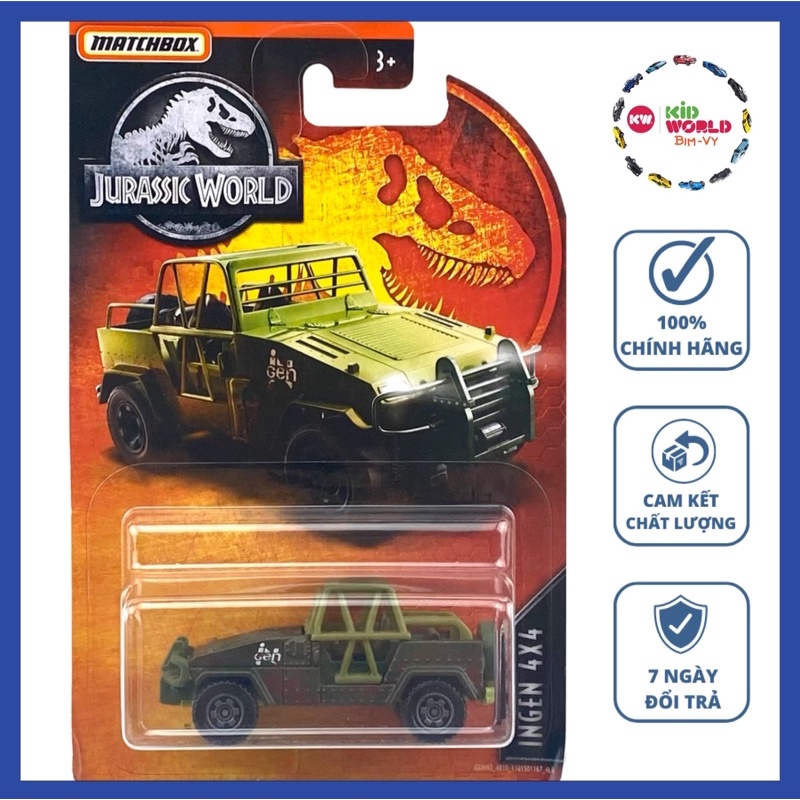 Xe mô hình Matchbox Jurassic World Series Ingen 4X4 GDN92.