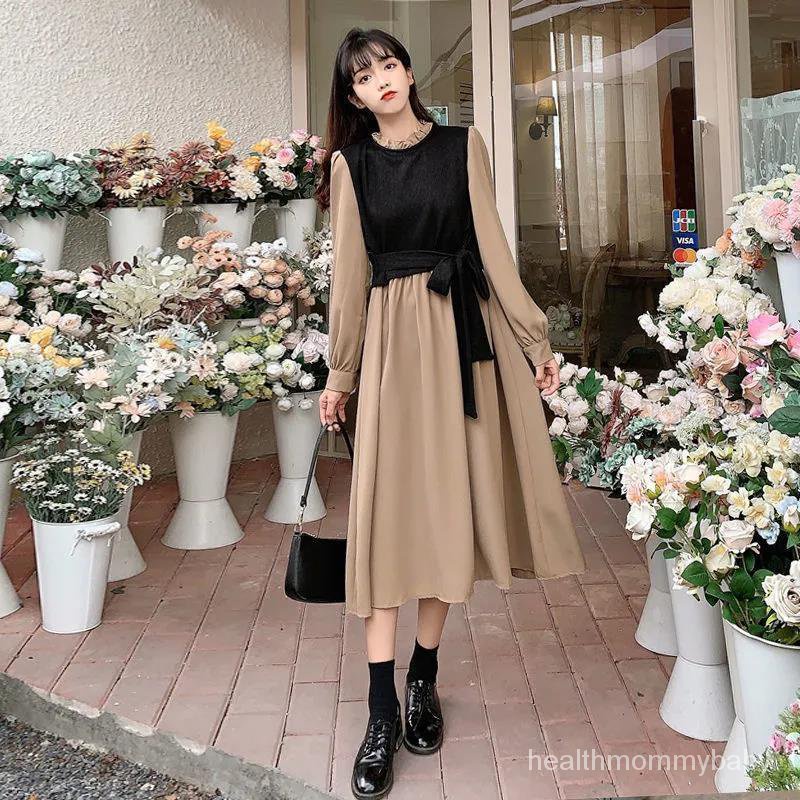Trang Phục Cho Con Bú Đi Chơi Phong Cách Phương Tây Hai Mảnh Đầm Mỏng Váy Dài Cho Con Bú Kiểu Pháp