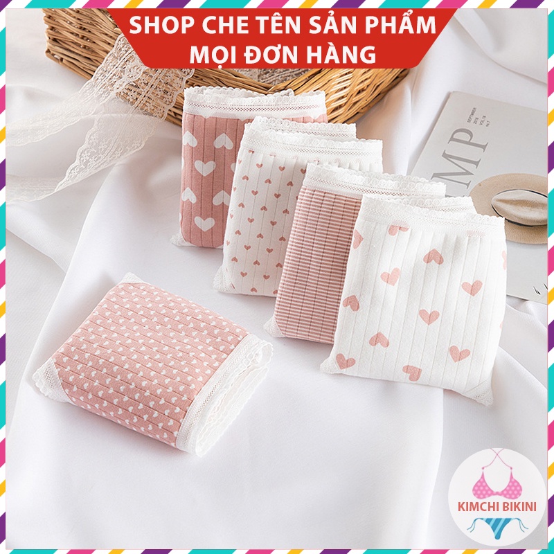 Quần nhỏ nữ cotton cute dễ thương KIMCHIBIKINI silit nữ viền ren mềm mại thoáng mát hàng quảng châu QL004
