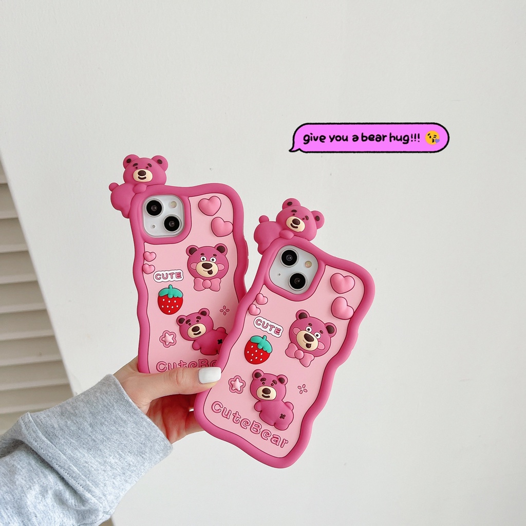 Ốp Điện Thoại Silicon Mềm Hình Gấu Lotso 3D Dễ Thương Cho Iphone 14 14 Pro 14 Pro Max 11 12 promax 13 Pro Max