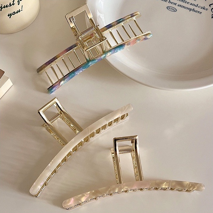 Kẹp Tóc Lớn 13cm Bằng Hợp Kim Họa Tiết Axit acetic Giúp Cố Định Tóc Sau