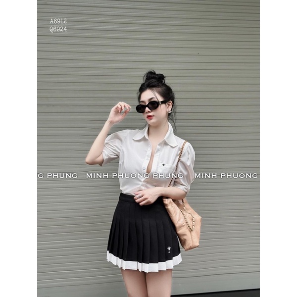 Áo sơ mi hình ruồi nhỏ góc túi cộc tay TTA877