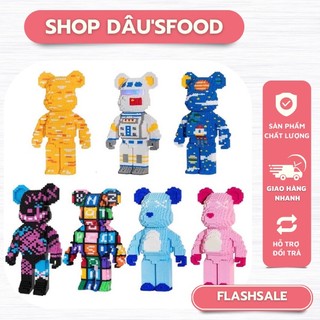 Xếp hình lắp ghép le.go gấu Bearbrick 47cm, Lắp ráp mô hình nhân vật đồ chơi tặng kèm búa