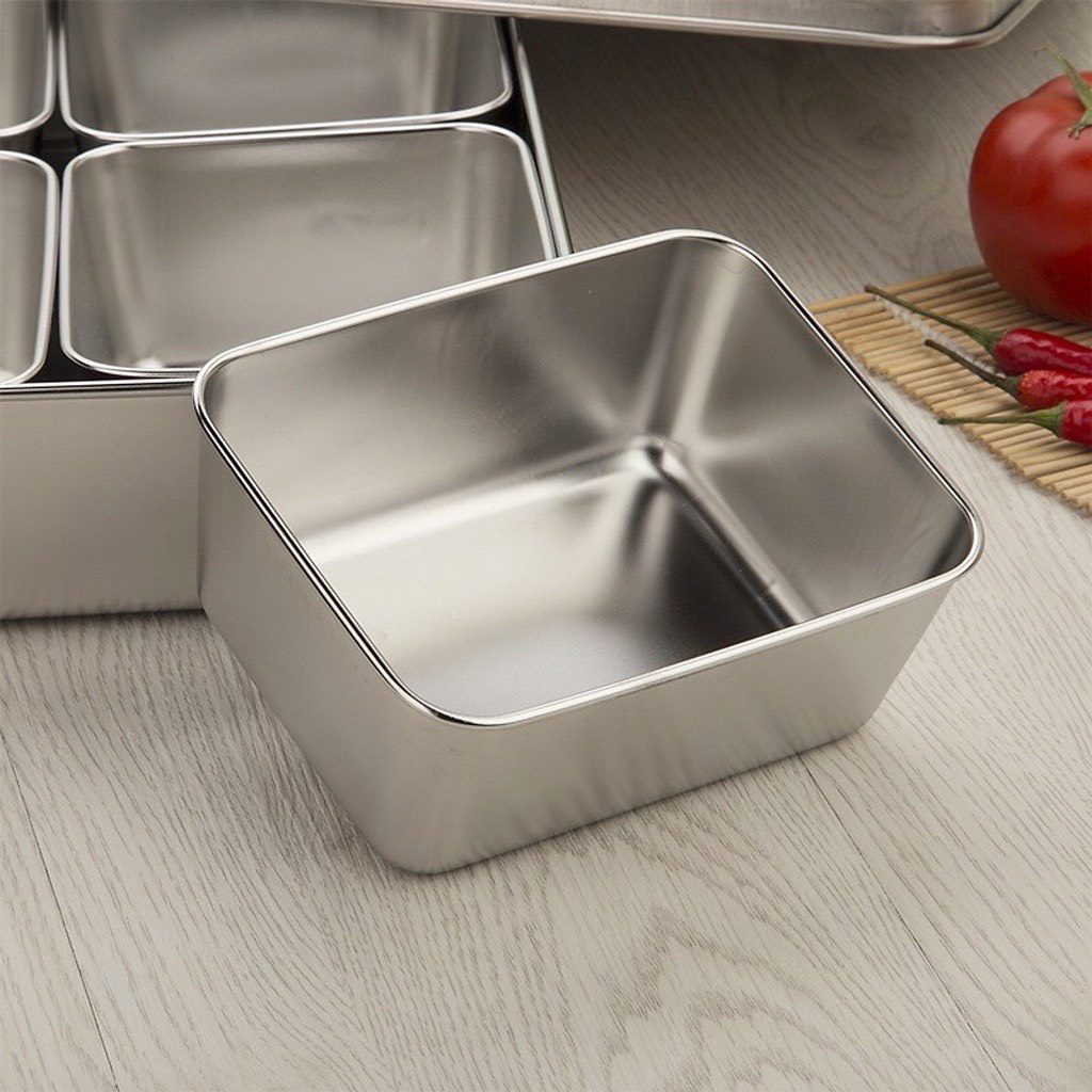 Khay gia vị/topping inox 304 có nắp nhập khẩu Hàn Quốc
