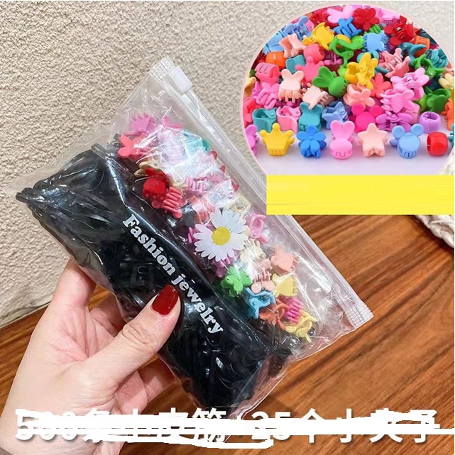 Set 525 chi tiết kẹp càng cua mini  phối buộc tóc kiểu bông hoa dễ thương cho bé gái kèm túi