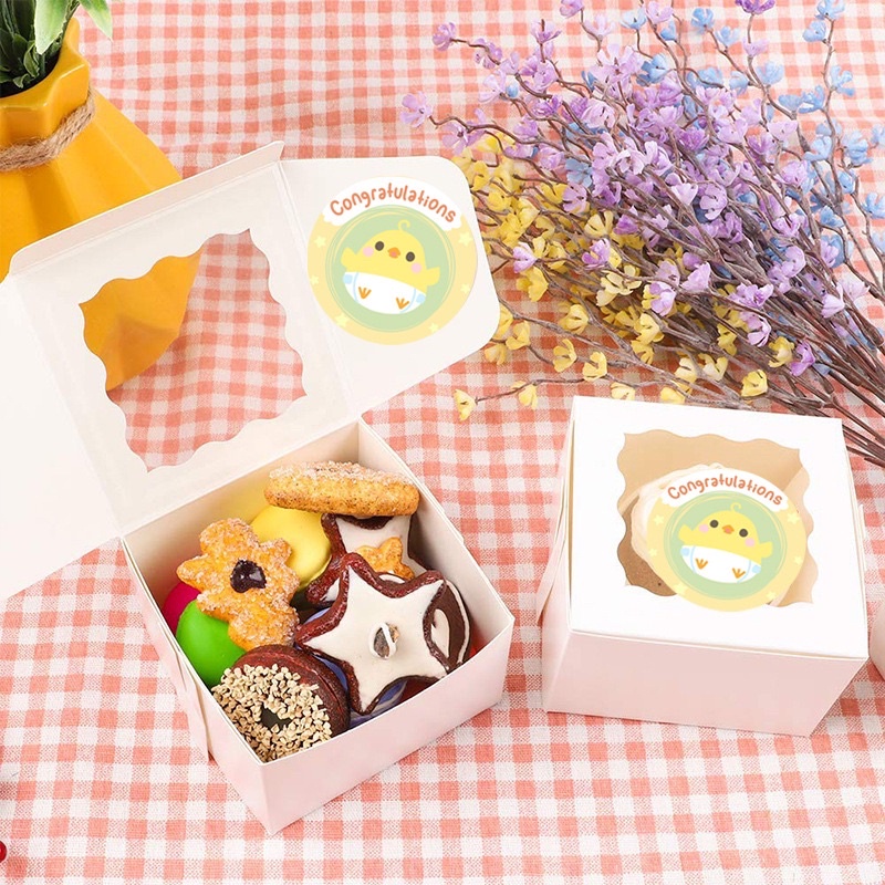 Cuộn 500 miếng dán hoạt hình ngộ nghĩnh, tem dán sticker thank you gói hàng, quà tặng