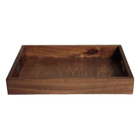 Khay gỗ thông rustic có tay cầm
