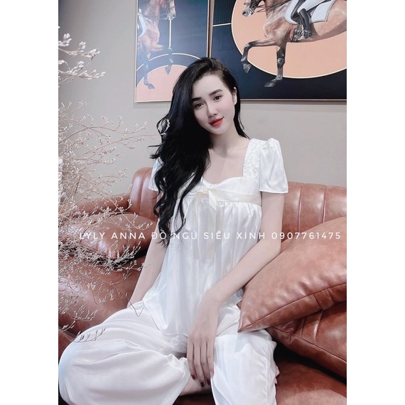 Sét pijama mặc nhà cho nữ thiết kế siêu sang- chất lụa loại 1 mịn mát