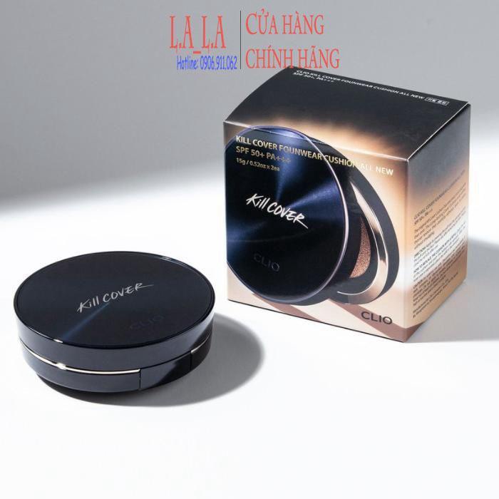 Phấn Nước Clio Kill Cover Fixer - FounWear Cushion All New SPF 50+ 15g Hàn Quốc ( 1 hộp kèm 1 lõi )