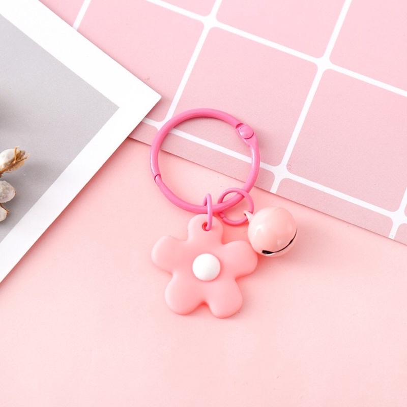 móc khoá hoa hồng kèm chuông
