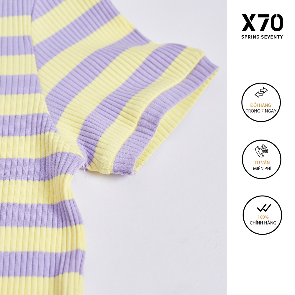 Áo Thun Nữ Kiểu Dáng Cổ Tròn Tay Ngắn Thiết Kế Sọc Ngang Thời Trang X70 - 00470041