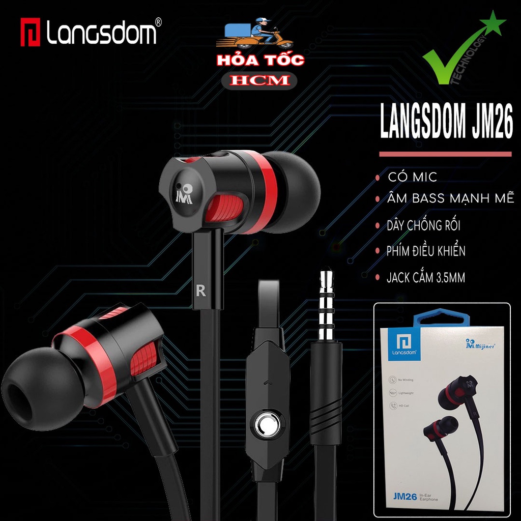 Tai nghe nhét tai earphone Langsdom JM26 Super Bass