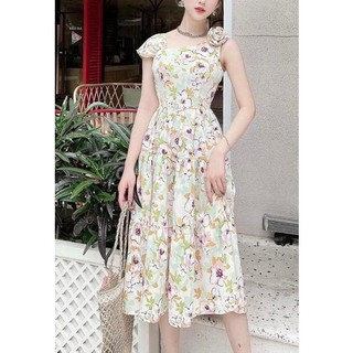 Đầm lụa satin hoa hồng